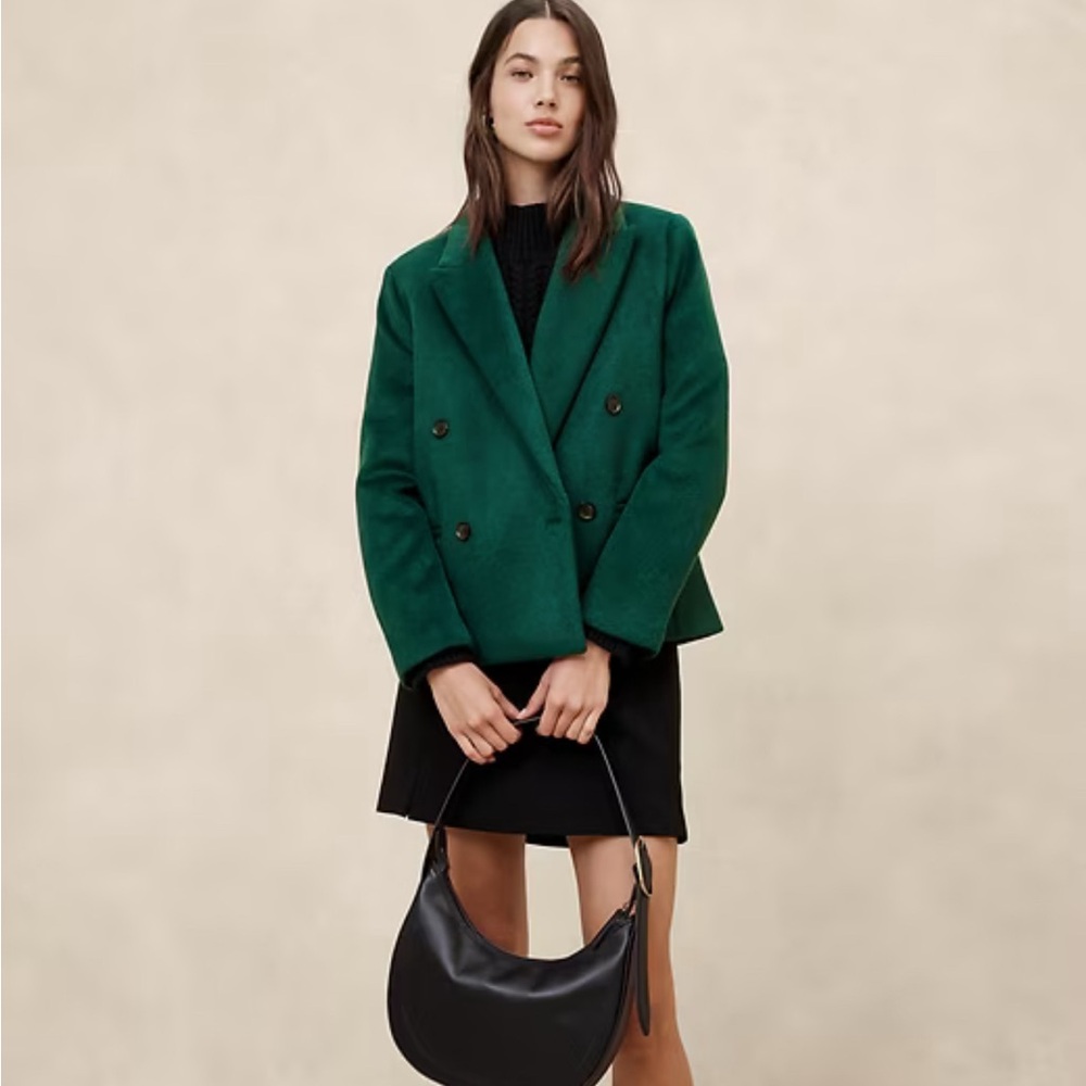 Banana Republic Green Blazer Peacoat Teal Size Medium NWT Oversized Emerald